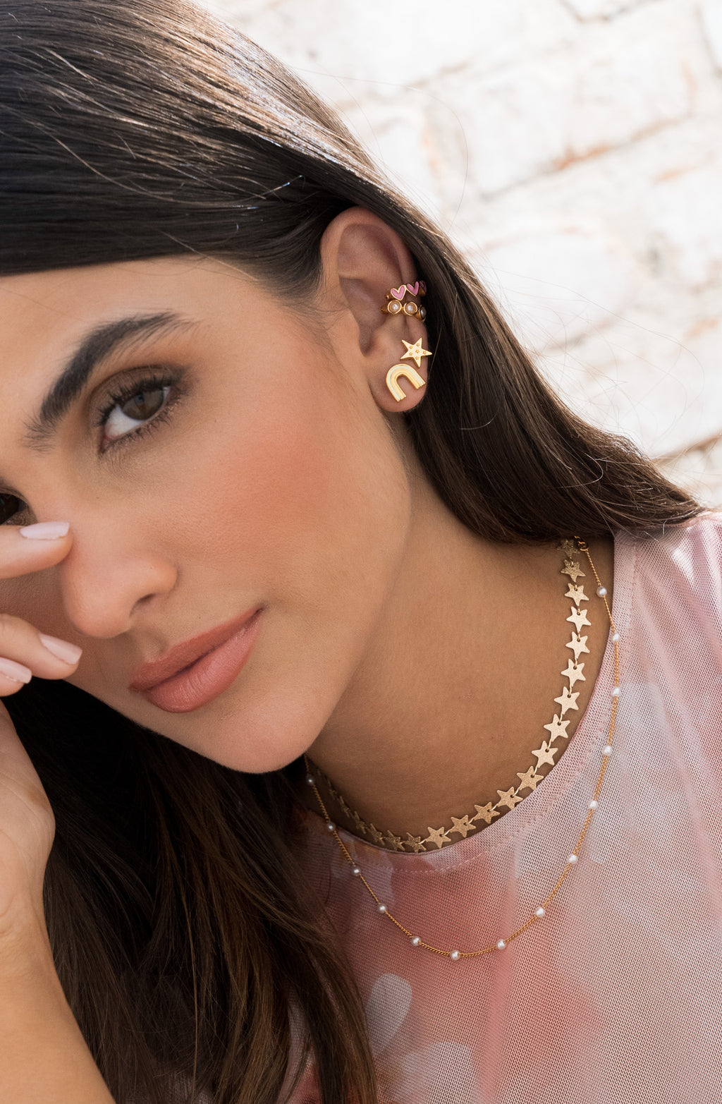 Set X4 Aretes Corazón Estrella Y Arcoíris