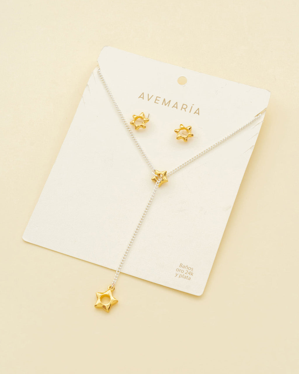 Collar Corbatín Estrella Silueta + Aretes