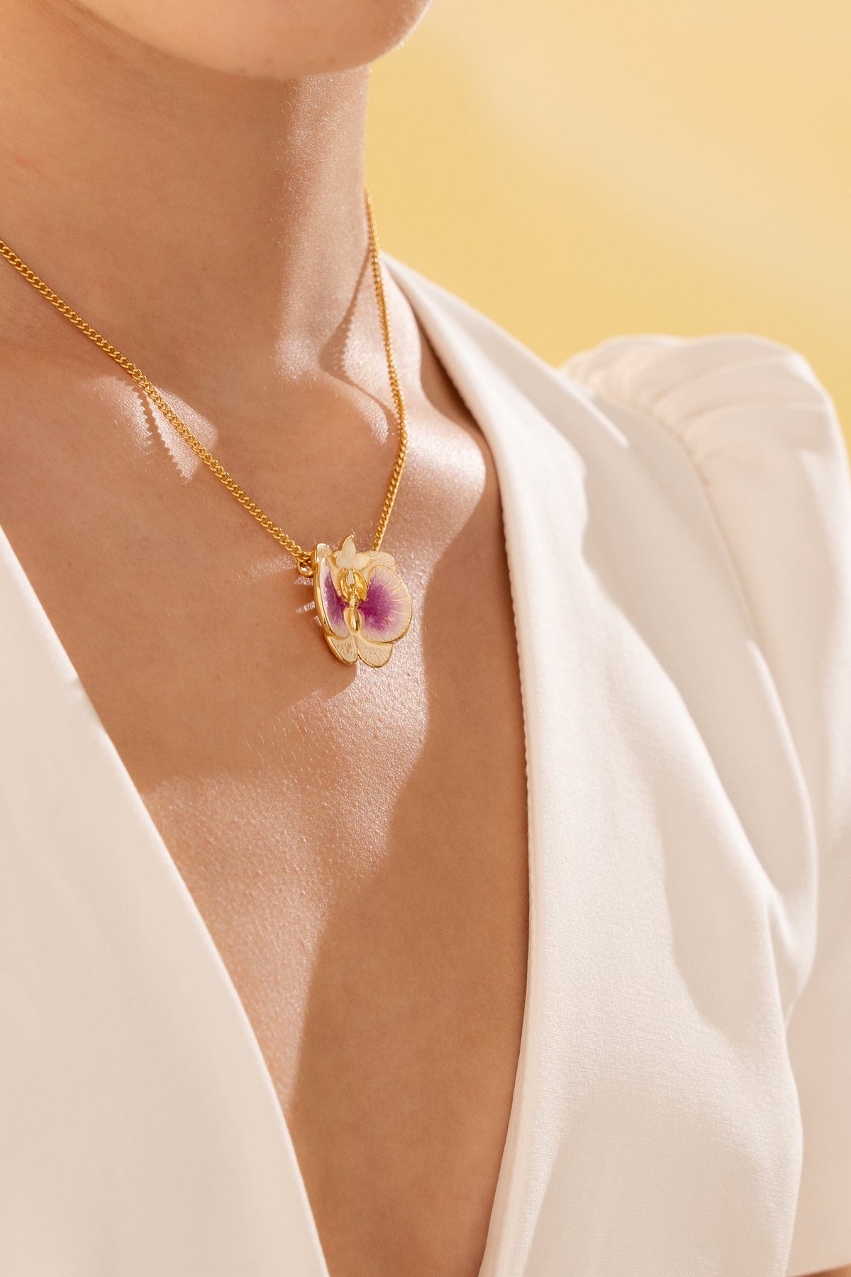 Set Collar Orquídea + Aretes Morado