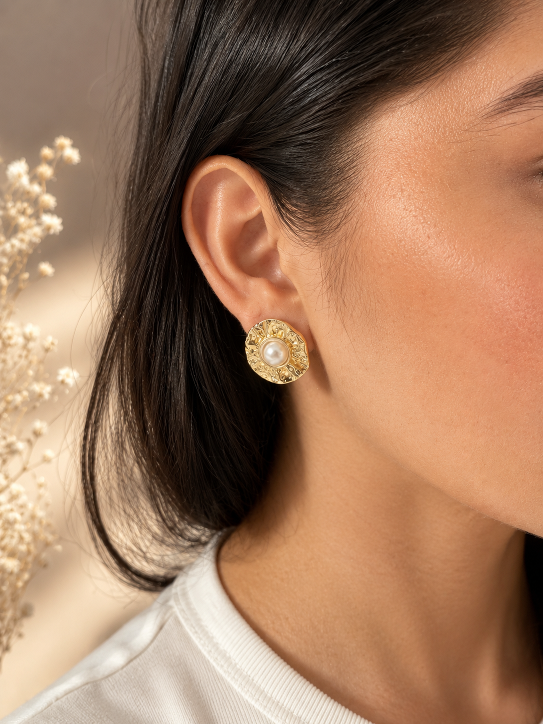 Aretes redondo perla