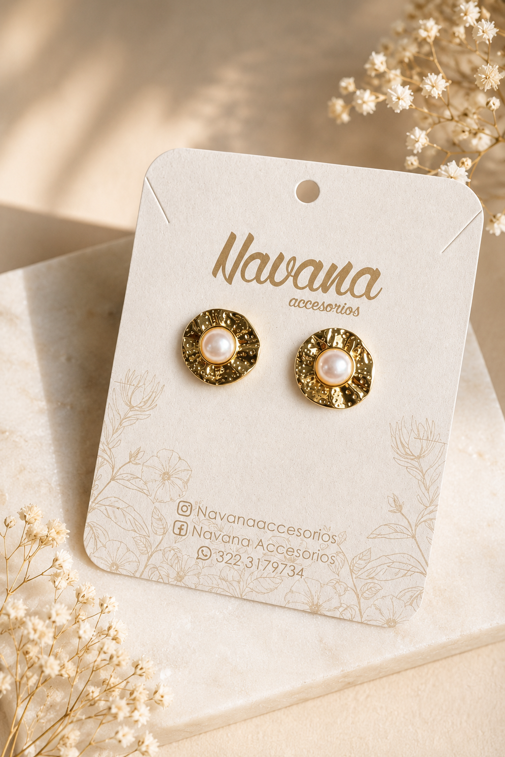 Aretes redondo perla