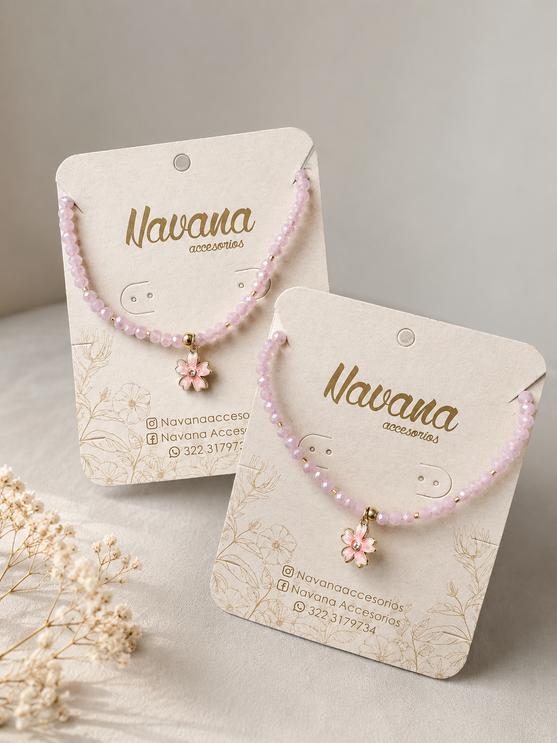 Pulsera flor rosa