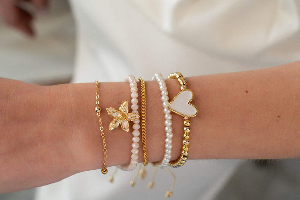 Set X5 Pulseras Flor + Aretes