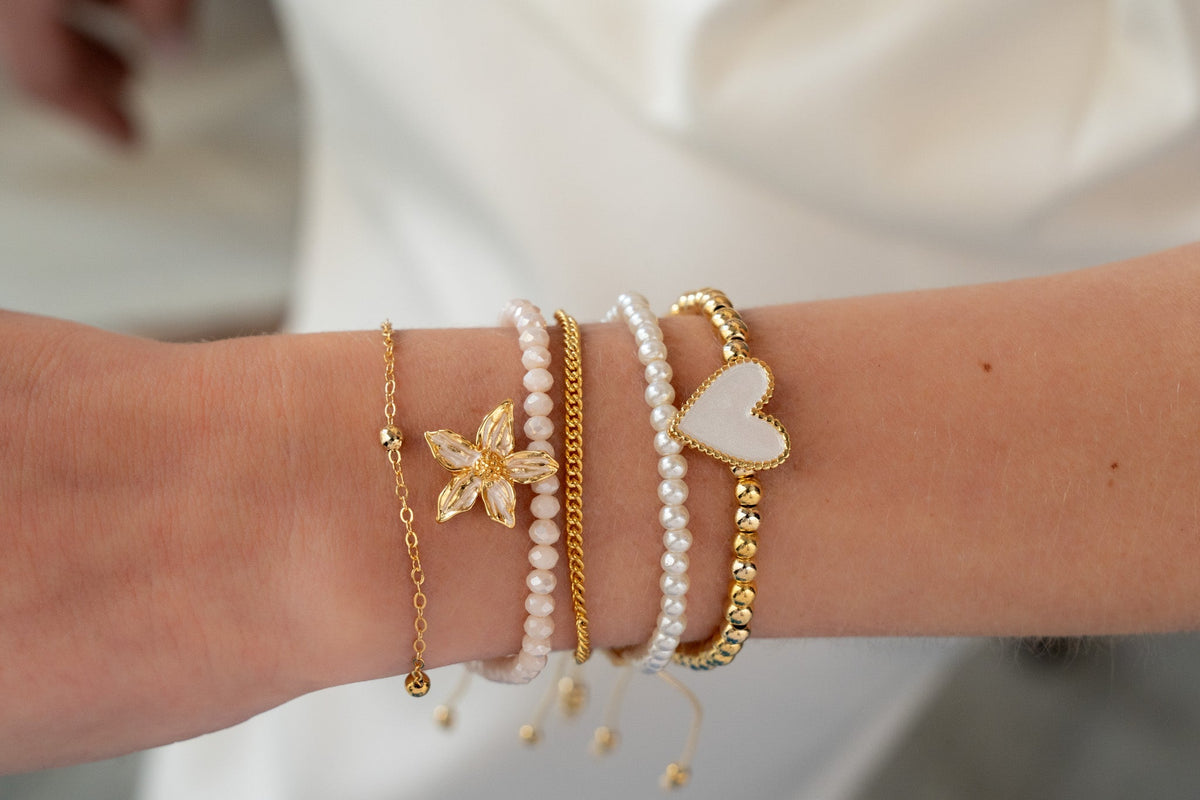 Set X5 Pulseras Flor + Aretes