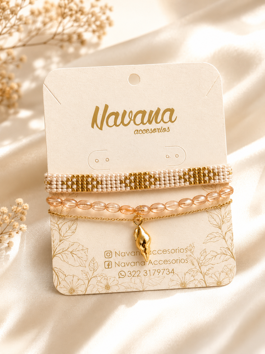 Pulsera concha beige